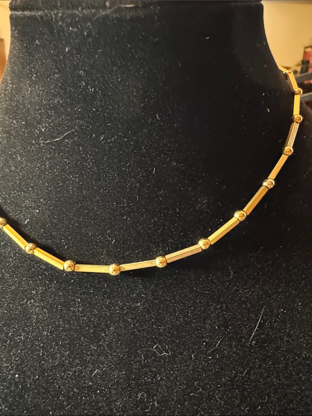 Vintage Napier Gold-Tone Bar and Bead Necklace